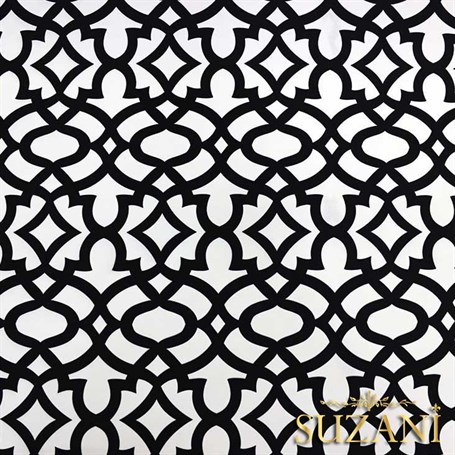 Beyaz Üzeri Siyah Ottoman Desenli Kumaş
