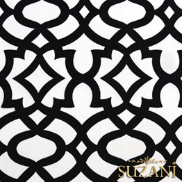Beyaz Üzeri Siyah Ottoman Desenli Kumaş