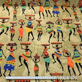 Eskitme Zemin Afrikalı Kadınlar Desen Otantik Kumaş
