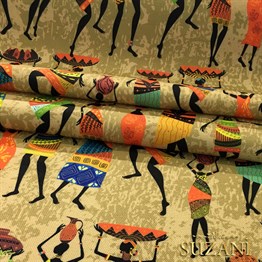 Eskitme Zemin Afrikalı Kadınlar Desen Otantik Kumaş