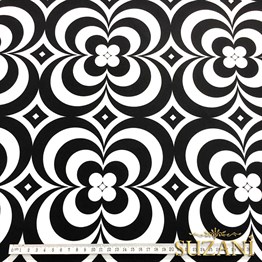 Siyah Beyaz Geometrik Vintage Desenli Kumaş